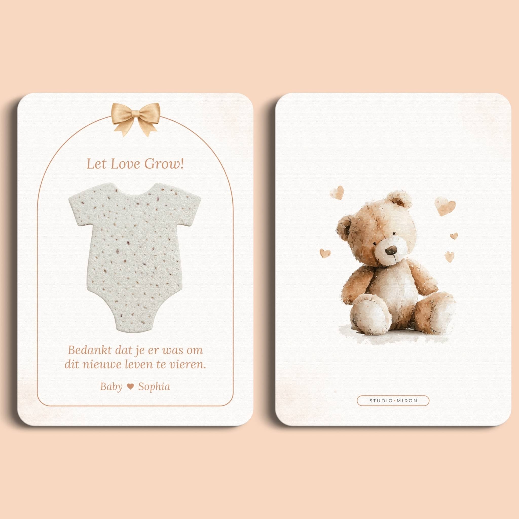 Kraamcadeau Zaadpapier Rompertje | Boho Beige met Beertje