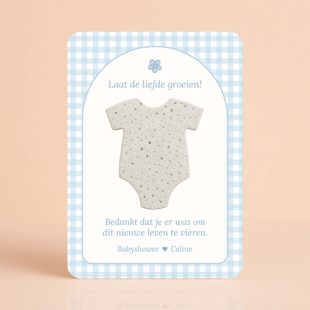 Zaadpapier Rompertje Cadeau | Gingham Blauw