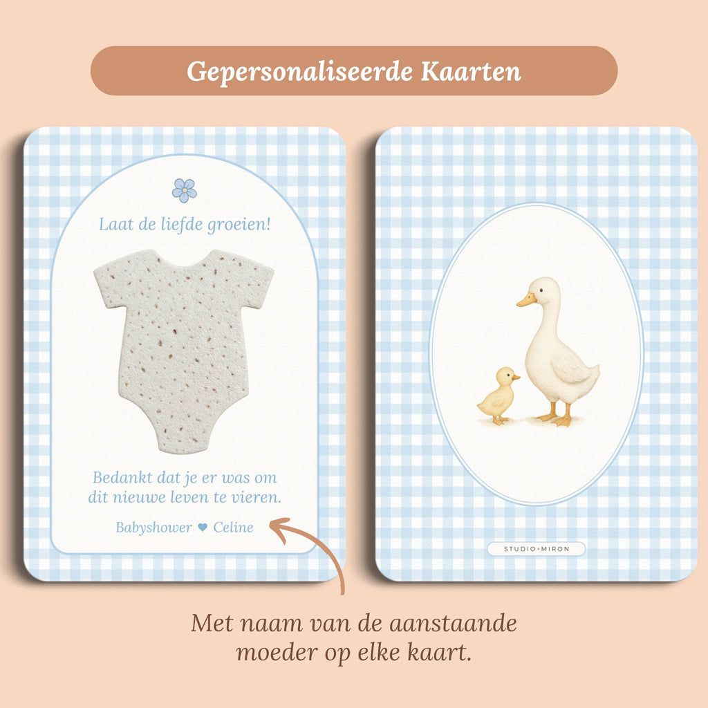 Zaadpapier Rompertje Cadeau | Gingham Blauw