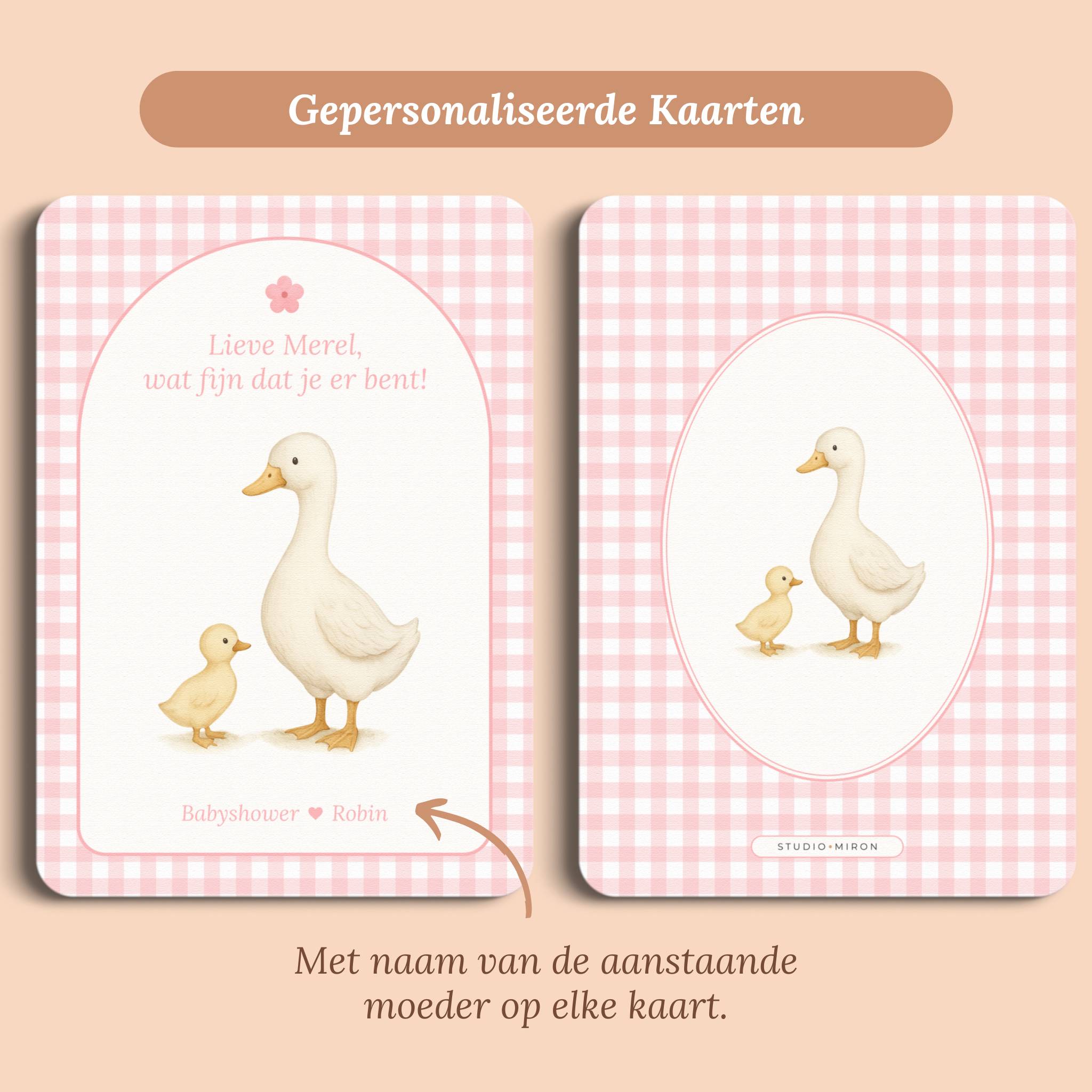 Mini Welkomstbord A6 - Naamkaart | Gingham Roze