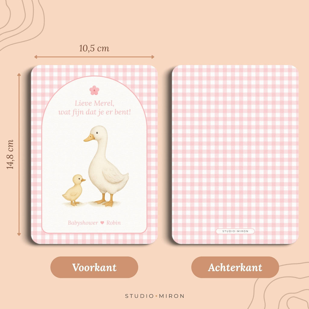 Mini Welkomstbord A6 - Naamkaart | Gingham Roze
