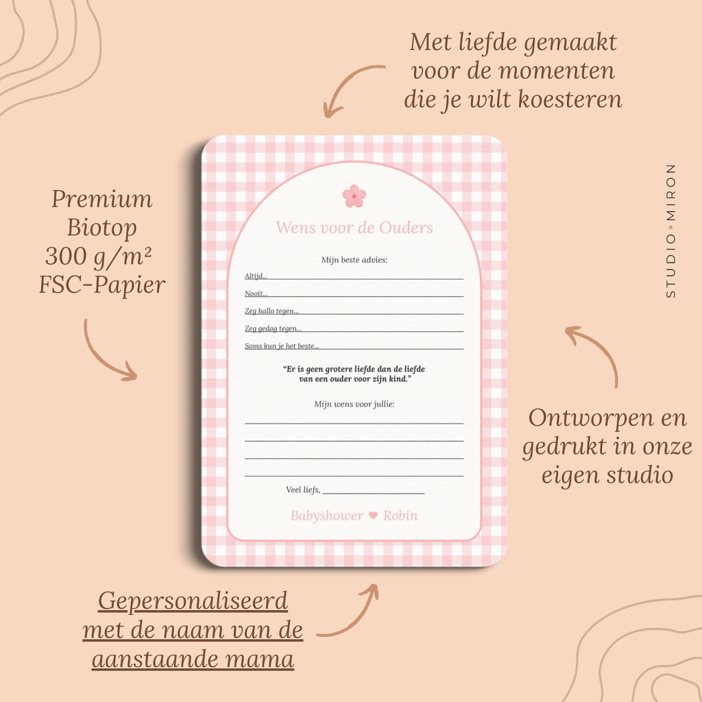 Wens voor de Ouders | Gingham Roze
