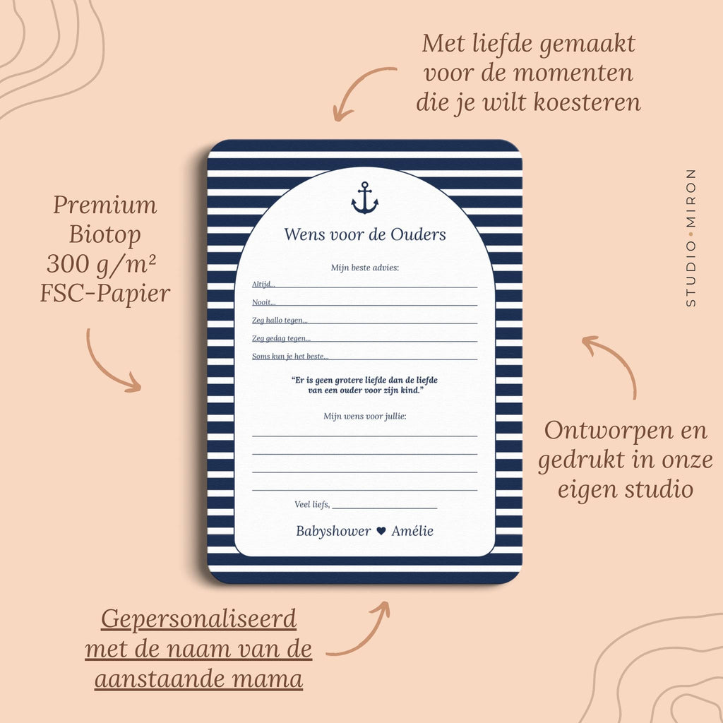 Babyshower Invulkaarten Pakket | Navy Blue