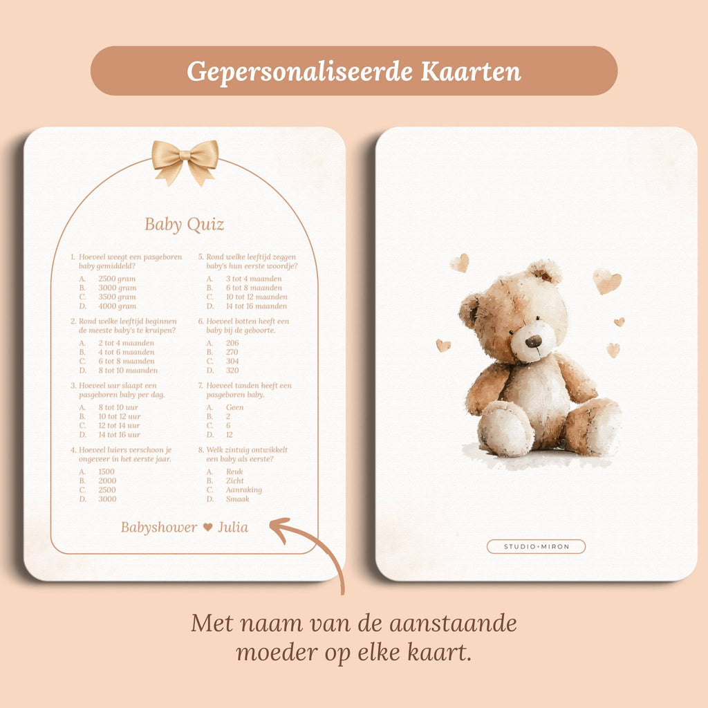 Juego Baby Shower – Baby Quiz | Lazo Boho