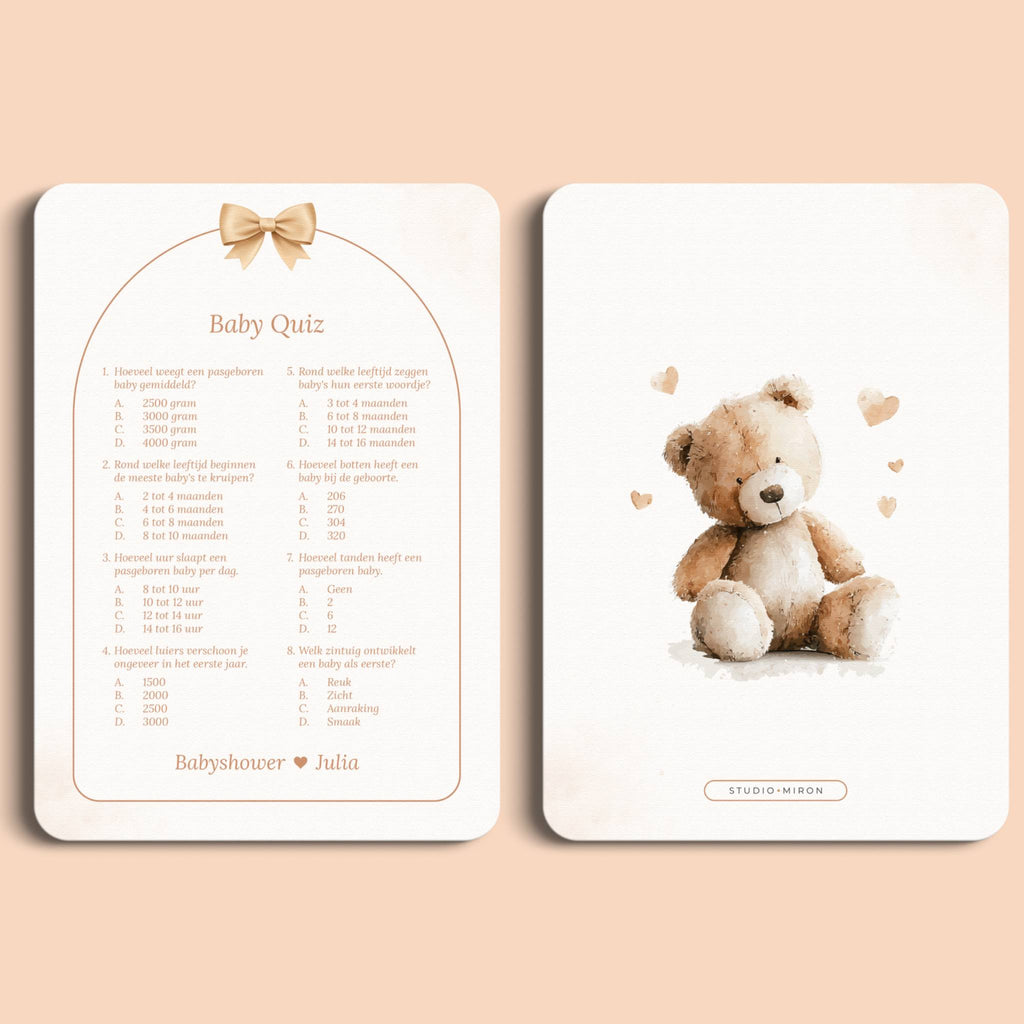 Juego Baby Shower – Baby Quiz | Lazo Boho