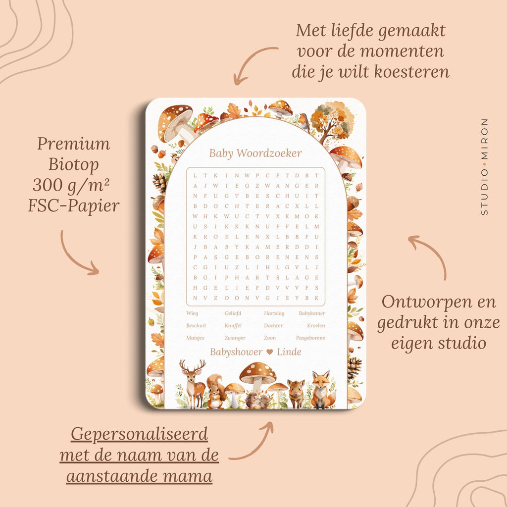 Baby Woordzoeker | Bosdieren