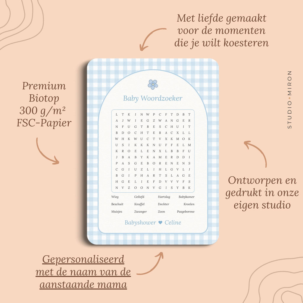 Baby Woordzoeker | Gingham Blauw