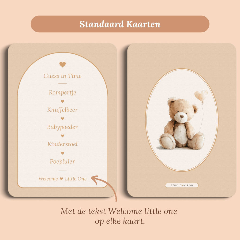Babyshower spelletjes guess in time boho zand standaard voor en achter Studio Miron