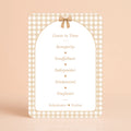 Babyshower spelkaart Guess in Time in gingham bruin stijl, gepersonaliseerd met naam – Studio Miron