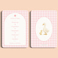 Babyshower spelletjes guess in time gingham roze voor en achter Studio Miron