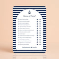 Babyshower spelkaart Mama of Papa in Navy Blue stijl, gepersonaliseerd met naam – Studio Miron