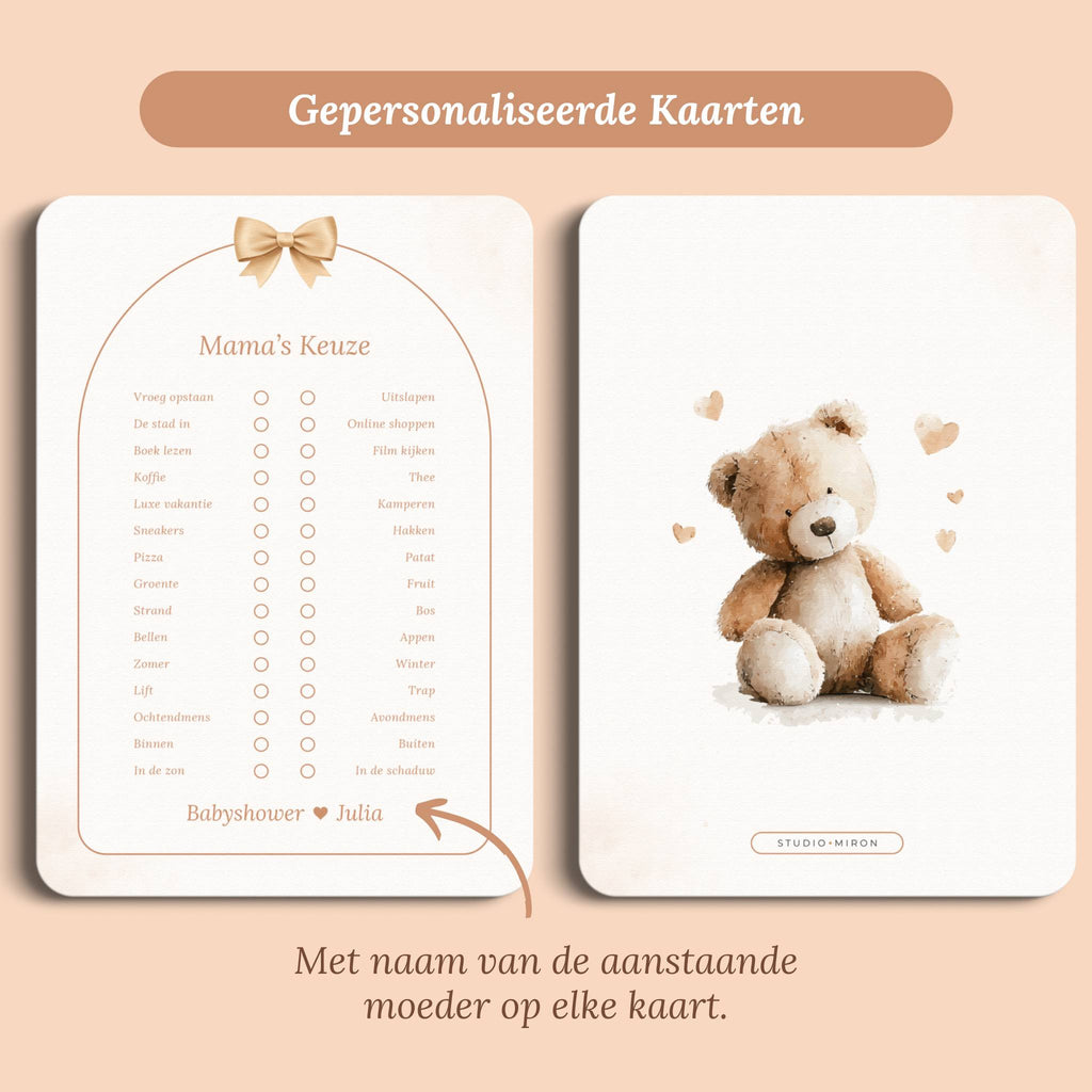 Babyshower Spiel – Mamas Wahl | Boho Schleife