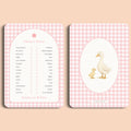 Babyshower spelletjes mamas keuze gingham roze voor en achter Studio Miron