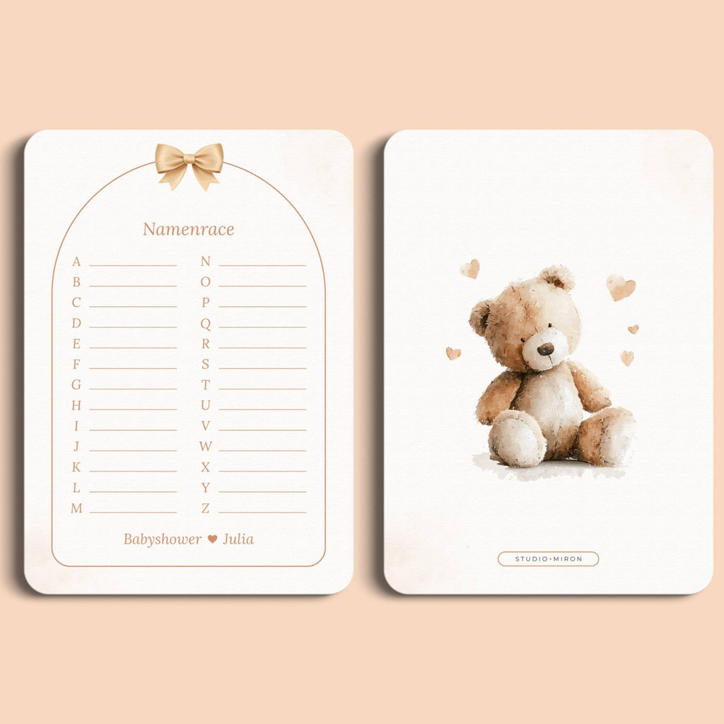 Juego Baby Shower – Carrera de Nombres | Lazo Boho