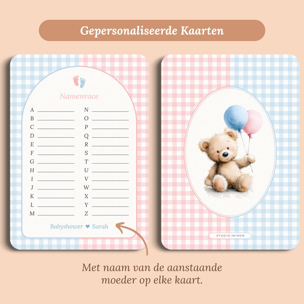 Namenrace | Gingham Roze-Blauw