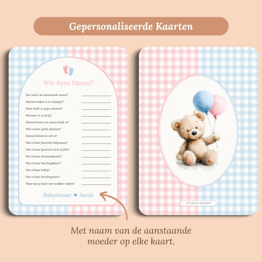 Wie kent Mama | Gingham Roze-Blauw