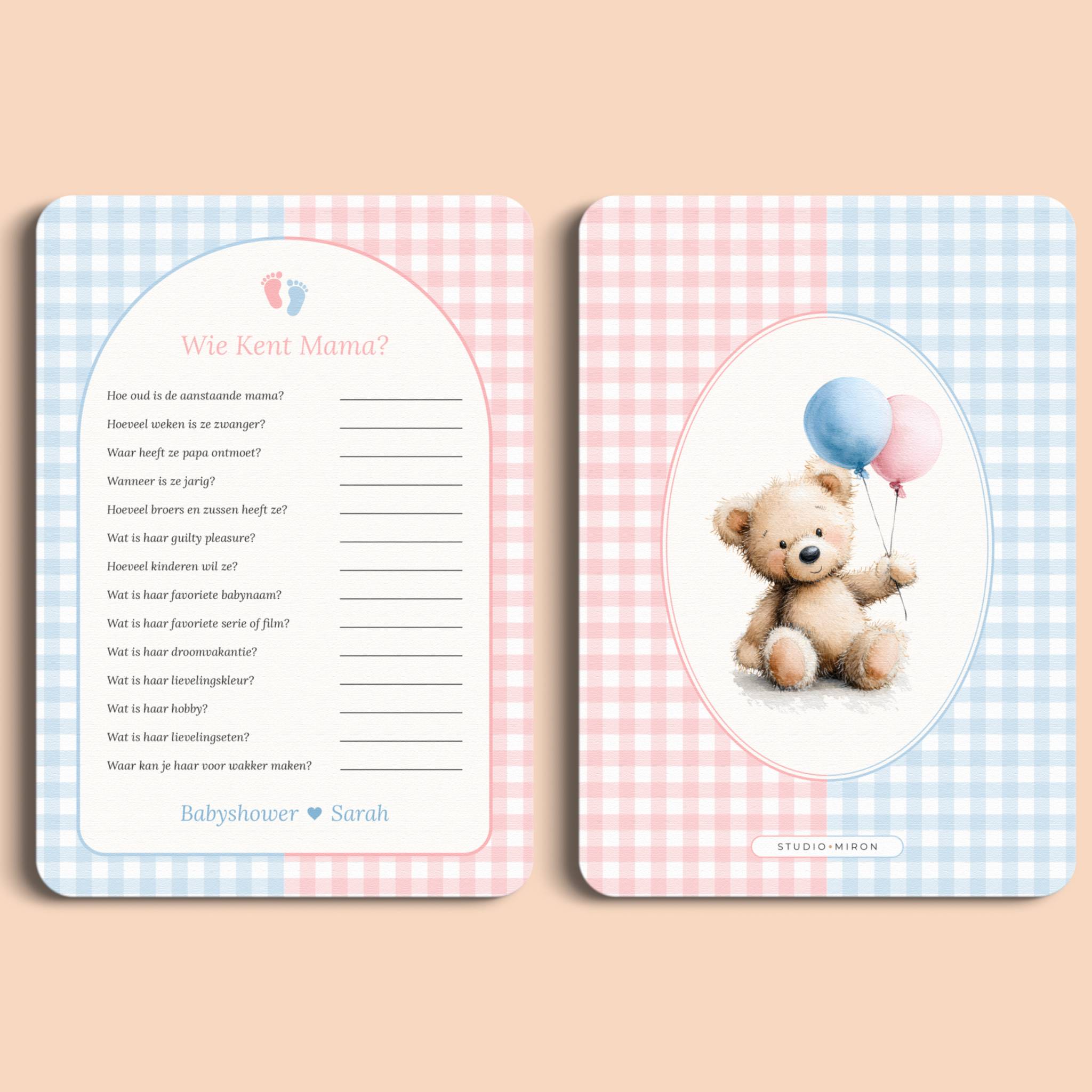 Wie kent Mama | Gingham Roze-Blauw