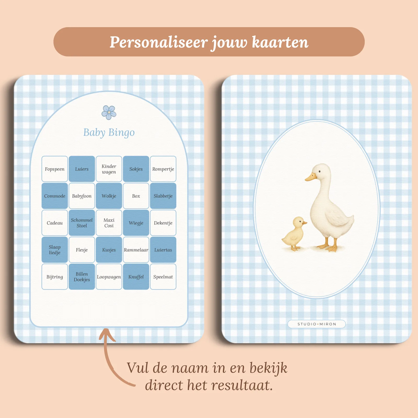 Preview of the card with the name you enter